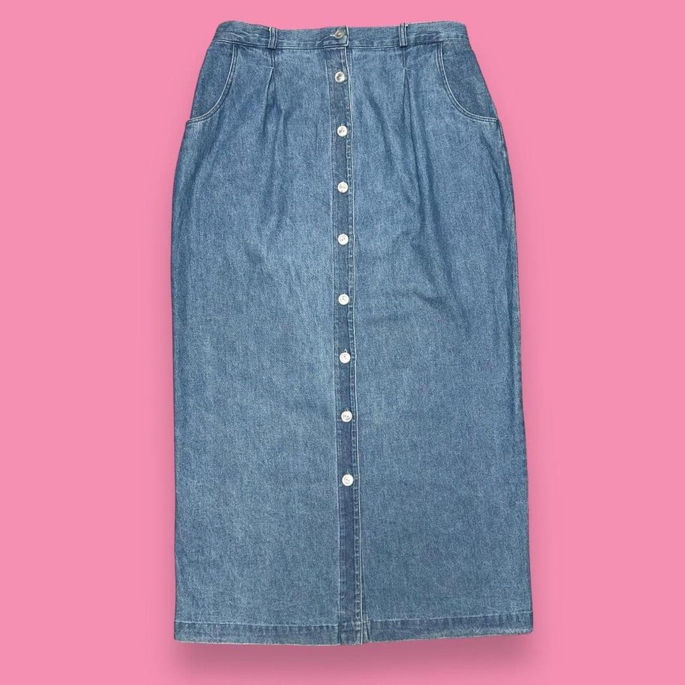 City Girl Sport Vintage Western Denim Button Front Maxi Pencil Skirt Size 16
